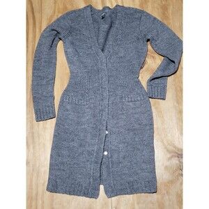 eddie bauer Knit Sweater Dress Women S Button-down Gray Pocket @M7